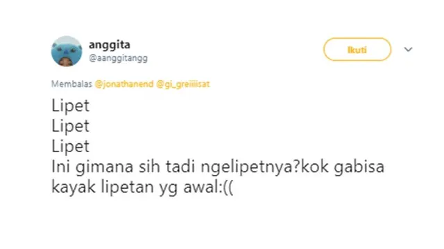 Cuitan Kocak (Sumber: Twitter/@aanggitangg)