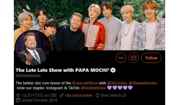 The Late Late Show with Papa Mochi. (Twitter/ latelateshow)