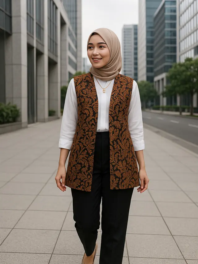 7 Cardigan Rompi Batik untuk ke Kantor 2025, Gaya Wanita Karier Modis ...