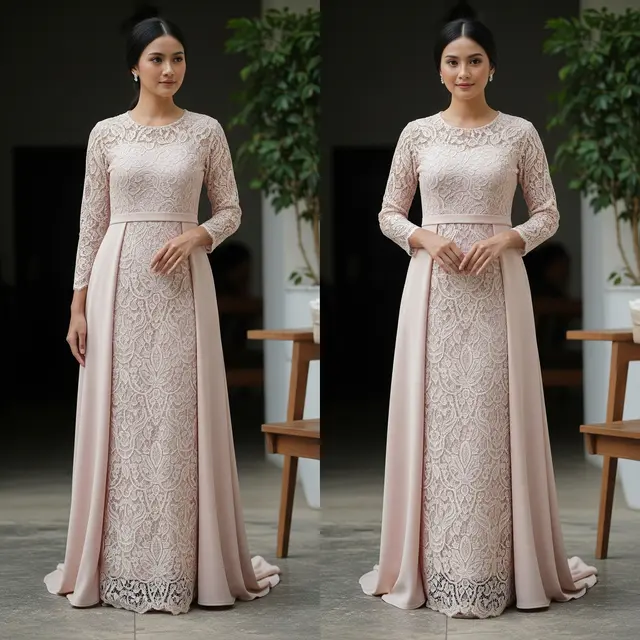 9 Model Long Dress Bahan Brokat dengan Potongan Princess Modern, Tren 2025