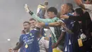 Sebelumnya, pada laga pamungkas di kompetisi BRI Liga 1 Indonesia musim 2024-2025 yang dilangsungkan di Stadion Gelora Bandung Lautan Api (GBLA), Bandung, Jawa Barat, 24 Mei 2025, Persib menang 3-2 atas Persis. (Timur Matahari/AFP)