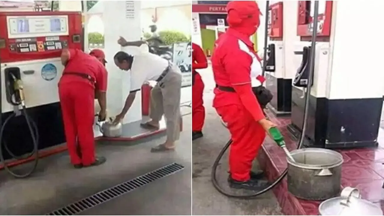 6 Potret Kocak Petugas SPBU saat Isi Bensin Pelanggan, Bikin Geleng Kepala