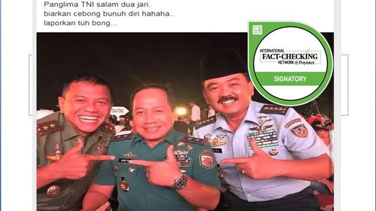[Cek Fakta] Muncul Foto Panglima TNI dengan Pose 2 Jari, Dukung Prabowo-Sandi?