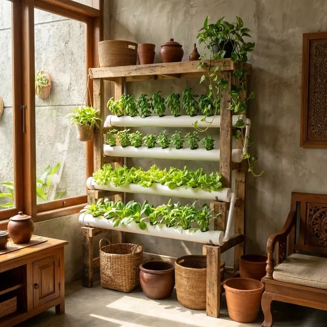 Inspirasi Rak Hidroponik Indoor Estetik