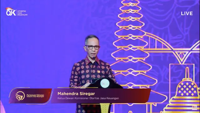Ketua OJK Mahendra Siregar dalam Pertemuan Tahunan Industri Jasa Keuangan 2023, Senin (6/2/2023). (Foto: tangkapan layar/Pipit I.R)