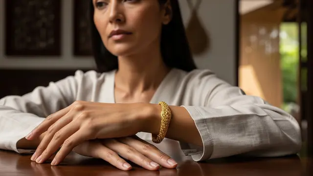 Model Gelang Emas Ukir Motif Bunga Klasik