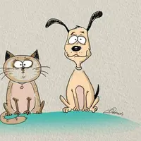 "Kucing adalah raja, anjing adalah teman." Mungkin itulah kalimat yang tepat untuk menggambarkan 6 ilustrasi ini.