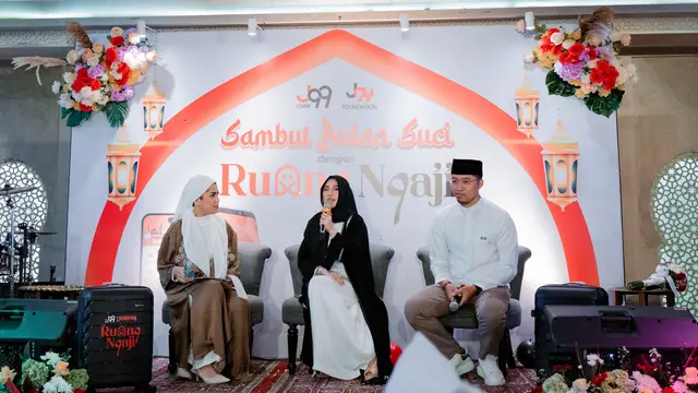 Shandy Purnamasari dalam konferensi pers peluncuran 3 fitur baru aplikasi Ruang Ngaji, di Jakarta, Februari 2024. (Foto: Dok. Tim J99 Corp.)