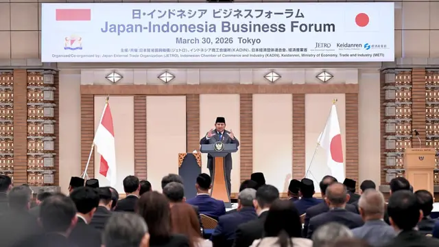 Presiden Prabowo Subianto, Menko Airlangga, dan beberapa Menteri Kabinet Indonesia Maju lainnya menghadiri Forum Bisnis Indonesia-Jepang yang digelar di Imperial Hotel Tokyo., Jepang. (Dok Kemenko Perekonomian)