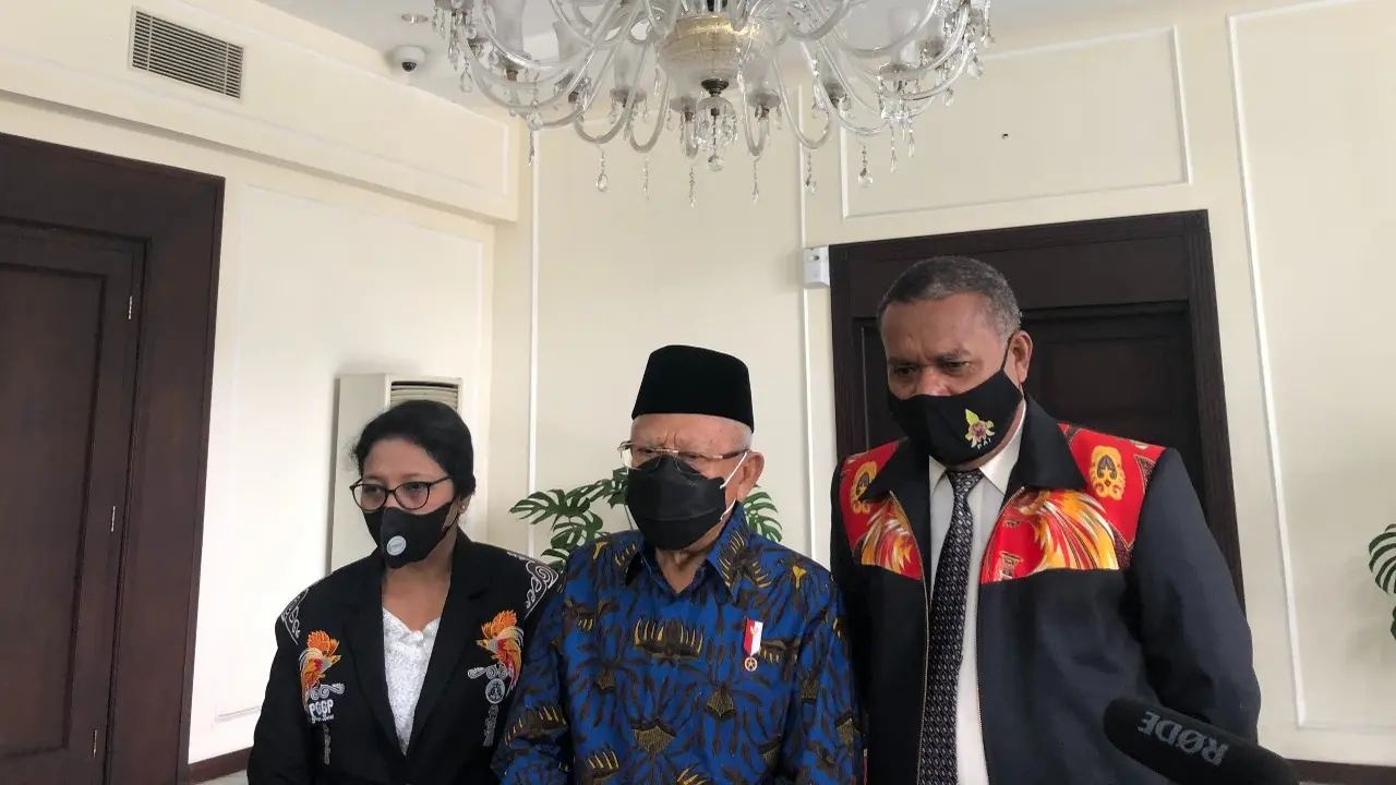 Wakil Presiden Ma’ruf Amin menerima perwakilan Persekutuan Gereja-Gereja Papua (PGGP) di Kantor Wakil Presiden, Jakarta, Rabu (20/4/2022).