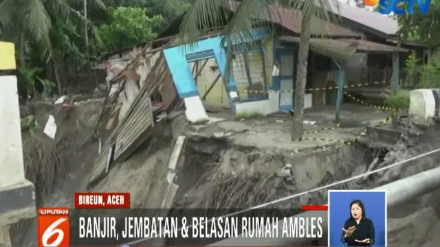Akibat Banjir, Jembatan Penghubung Bireun-Takengon Aceh Ambles