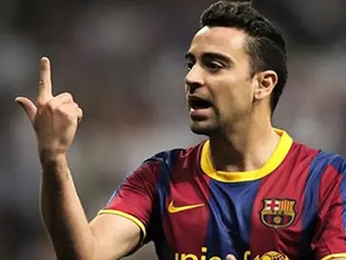 Gelandang Barcelona Xavi Hernandez pada pertemuan pertama kontra Real Madrid di babak semifinal Liga Champions pada 27 April 2011 di Santiago Bernabeu. AFP PHOTO/DANI POZO