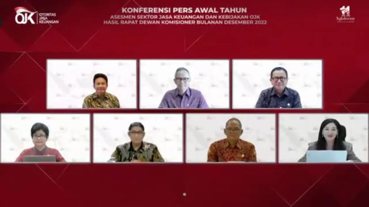 Konferensi pers awal tahun assesmen sektor jasa keuangan dan kebijakan OJK hasil rapat dewan komisioner bulanan Desember 2022, Senin (2/1/2023) (Foto: tangkapan layar/Elga N)