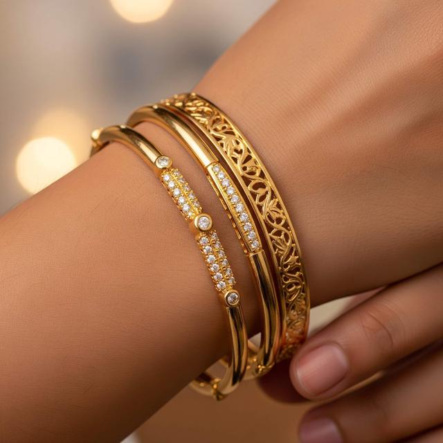 Rekomendasi Gelang Emas 22K Kombinasi Berlian Sintetis