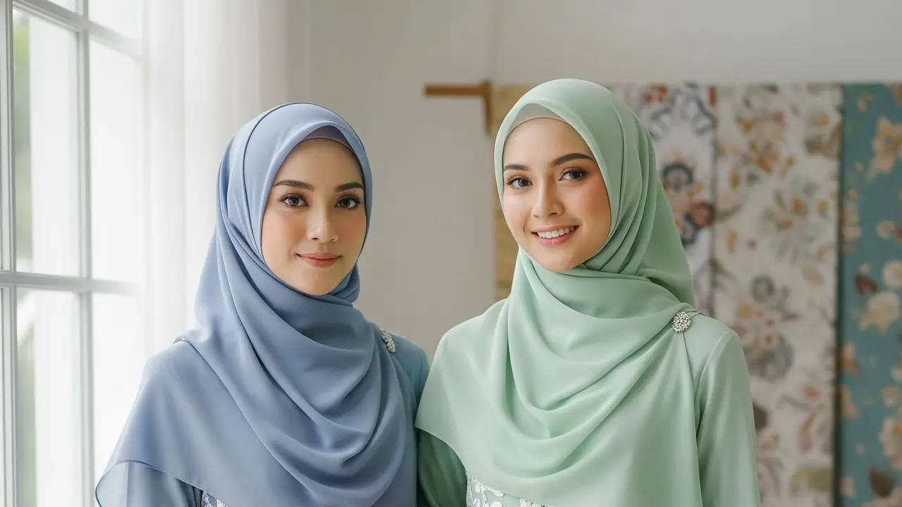 Model Gamis Pastel Kombinasi Brokat Putih