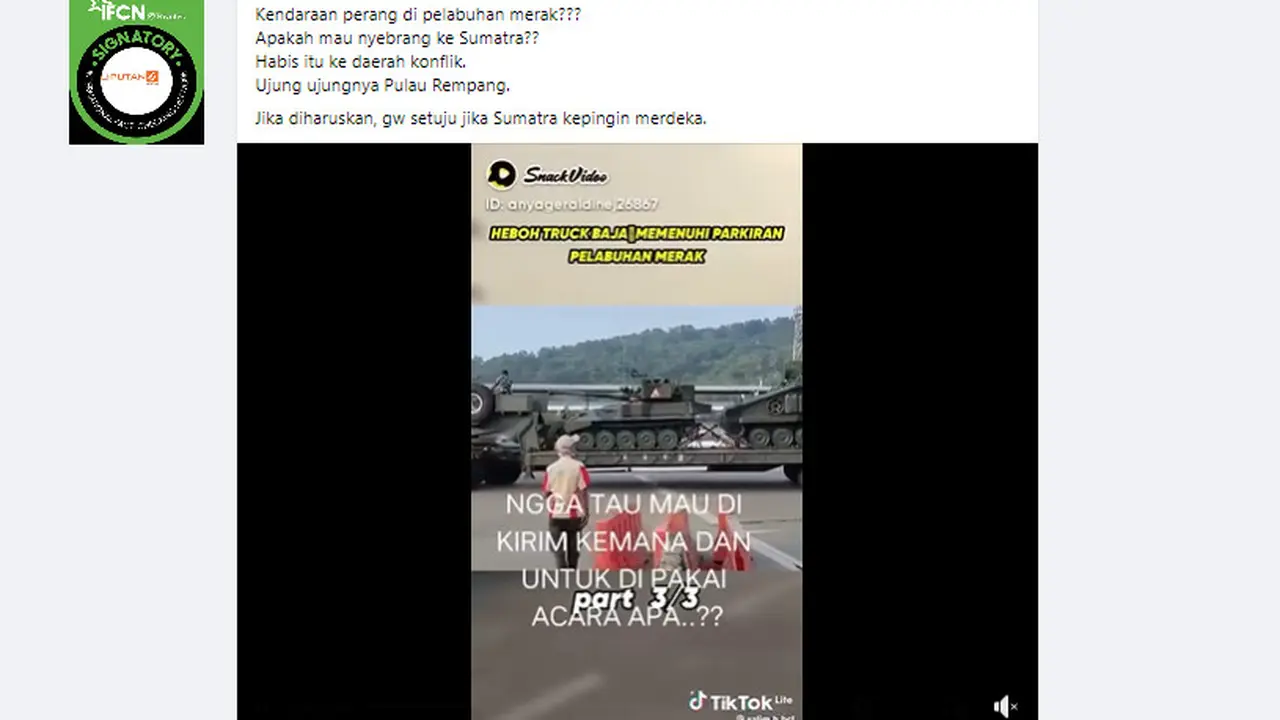 Penelusuran klaim video kendaraan perang dikirim ke daerah konflik Pulau Rempang