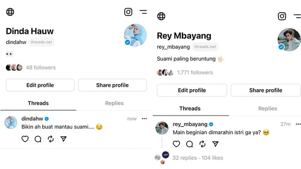 6 Unggahan Pertama Artis di Threads Ini Kocak, Ada Dinda Hauw dan Rey Mbayang