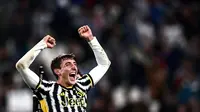 Selebrasi Andrea Cambiaso saat mencetak gol perdana untuk Juventus (AFP)