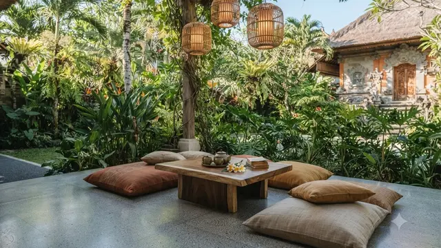 Area Duduk Outdoor ala Vila Tropis