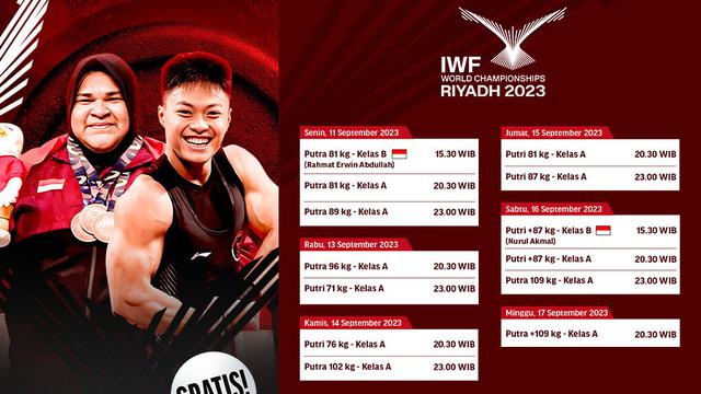 Jadwal Live Streaming IWF World Championship Saudi Arabia 2023 di Vidio, 11 - 17 September 2023