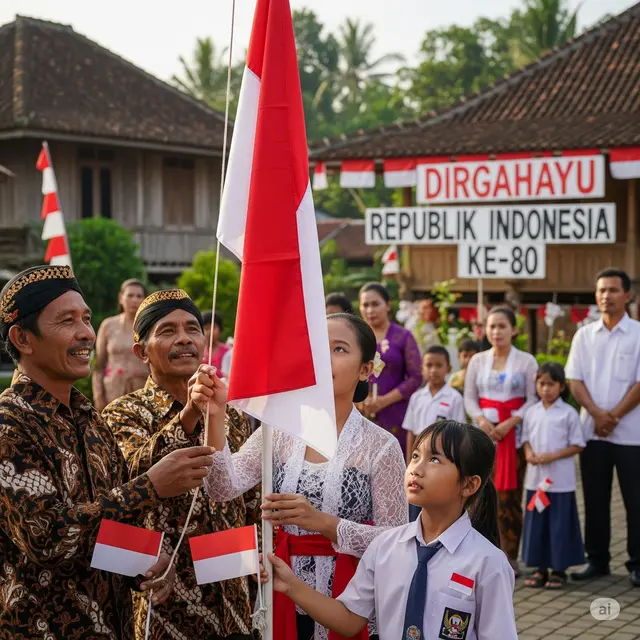 Ilustrasi warga melaksanakan Upacara Bendera. Foto: Gemini