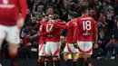 Manchester United berhasil menyamakan kedudukan lewat gol Bruno Fernandes pada menit ke-71. (Darren Staples/AFP)