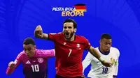 Piala Eropa 2024 - 3 Pemain Paling ok di Fase Grup Euro 2024: Jamal Musiala (Jerman), Khvicha Kvaratskhelia (Georgia), Kylian Mbappe (Prancis) (Bola.com/Adreanus Titus)