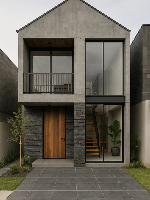 Rumah Minimalis 2 Lantai dengan Ukuran 6x12 Meter Industrial Minimalis (Foto: Rizka Nur Laily via ChatGPT)