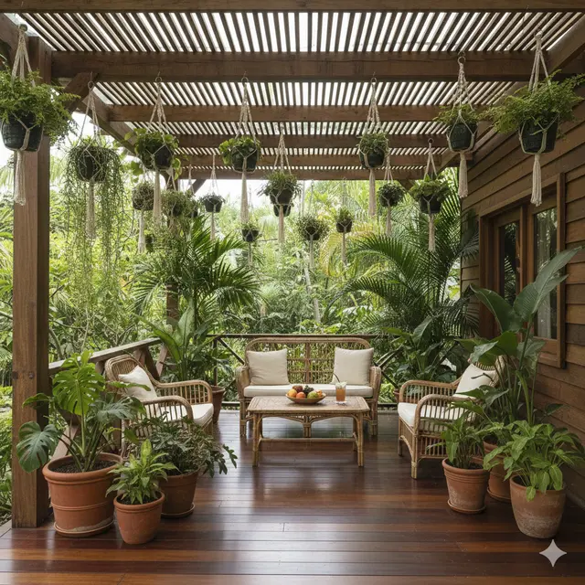 Desain Teras Rumah Sederhana yang Cocok untuk Iklim Panas (Foto: Gemini AI)