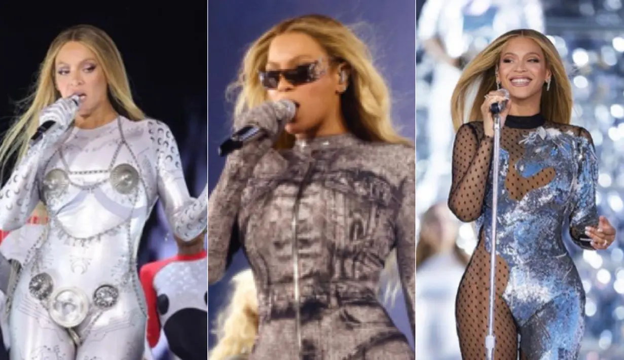 Beyonce kerap mengenakan pakaian bodysuit sebagai ciri khas saat konser dunianya tersebut. Ada berbagai macam model bodysuit yang tak biasa. @beyonce