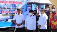 Menteri Kelautan dan Perikanan Sakti Wahyu Trenggono mendampingi Wakil Presiden RI Ma'ruf Amin melepas ekspor 1,4 ton tuna segar ke Jepang dari Biak Numfor pada Jumat (2/12/2022).