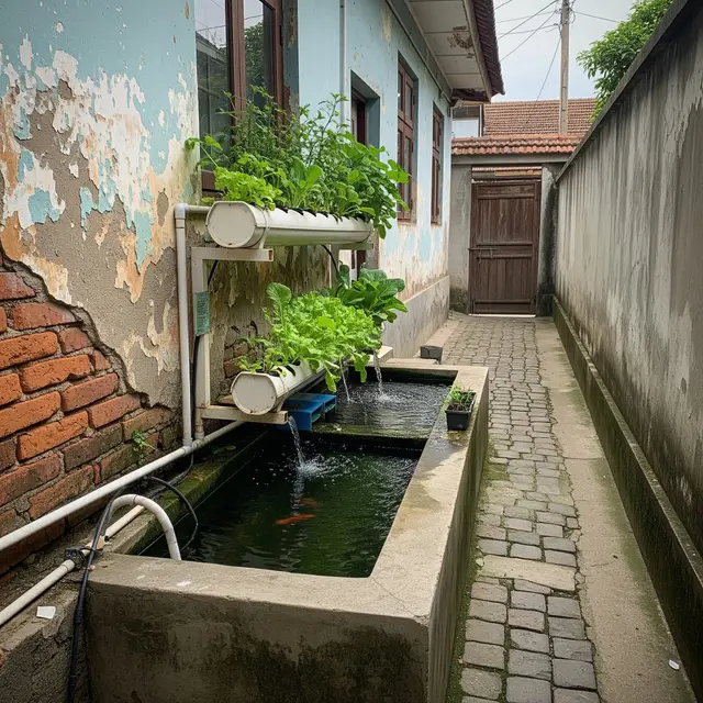 Contoh Rumah di Gang Sempit Tapi Tetap Punya Kebun (AI)