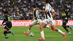 Pemain Juventus, Kenan Yildiz mencetak gol ke gawang PSV Eindhoven pada laga Liga Champions 2024/2025 di Juventus Stadium, Turin, Italia, Rabu (18/09/2024) WIB. (AFP/Isabella Bonotto)