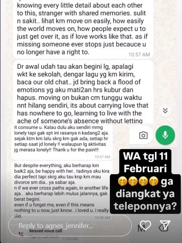 Agnes Jennifer beberkan bukti chat gayung love pink. (credit:instagram.com/agnes_jennifer)