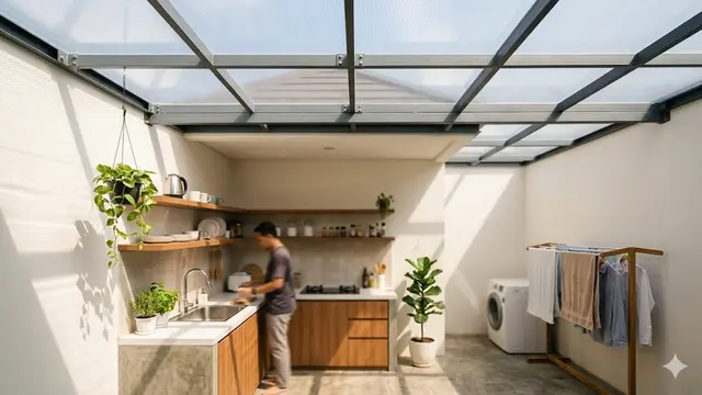 Inspirasi Atap Transparan Dapur dan Jemuran