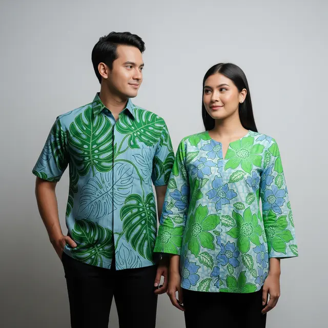 Atasan batik couple terbaru untuk 2026 model elegansi flora kontemporer