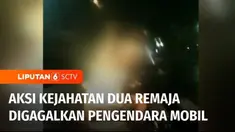 Dua remaja berboncengan sepeda motor dan membawa celurit, dilumpuhkan pengendara mobil di Magelang, Jawa Tengah. Kedua remaja yang diduga berniat melancarkan aksi kejahatan jalanan itu ditabrak, dan akhirnya ditangkap polisi.