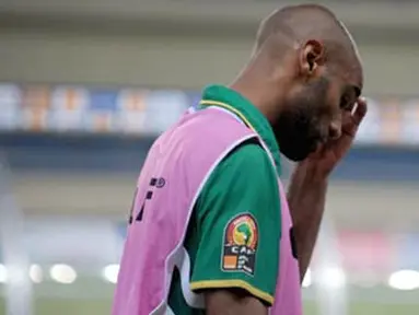 Ekspresi striker Timnas Mali, Frederic Kanoute di laga lawan Malawi di Chiazi Stadium, Cabinda, dalam penyisihan grup Piala Afrika Grup A, 18 Januari 2010. AFP PHOTO / ISSOUF SANOGO 