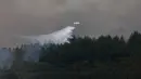 Kebakaran hutan tersebut juga menghancurkan permukiman dan infrastruktur di sejumlah kota. Tampak dalam foto, sebuah pesawat pemadam kebakaran menjatuhkan air di zona kebakaran hutan di Concepcion, Chile pada 18 Januari 2026. (Raul BRAVO/AFP)