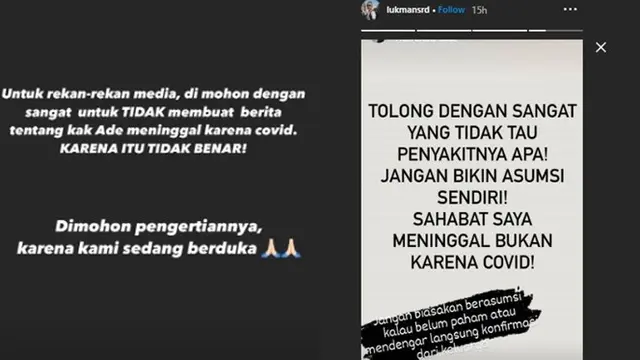 Ade Firman Hakim Meninggal Dunia, Keluarga dan Sahabat Tegaskan Bukan Covid-19
