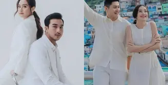 Lihat di sini beberapa potret beda gaya prewedding antara Ibrahim Risyad-Salshabilla Adriani dan Rizki Natakusumah-Beby Tsabina yang sama-sama serba putih.