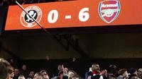 Pertandingan antara Sheffield United Vs Arsenal di ajang Liga Inggris 2023/2024 hari Selasa (03/05/2024) dini hari WIB. (DARREN STAPLES / AFP)