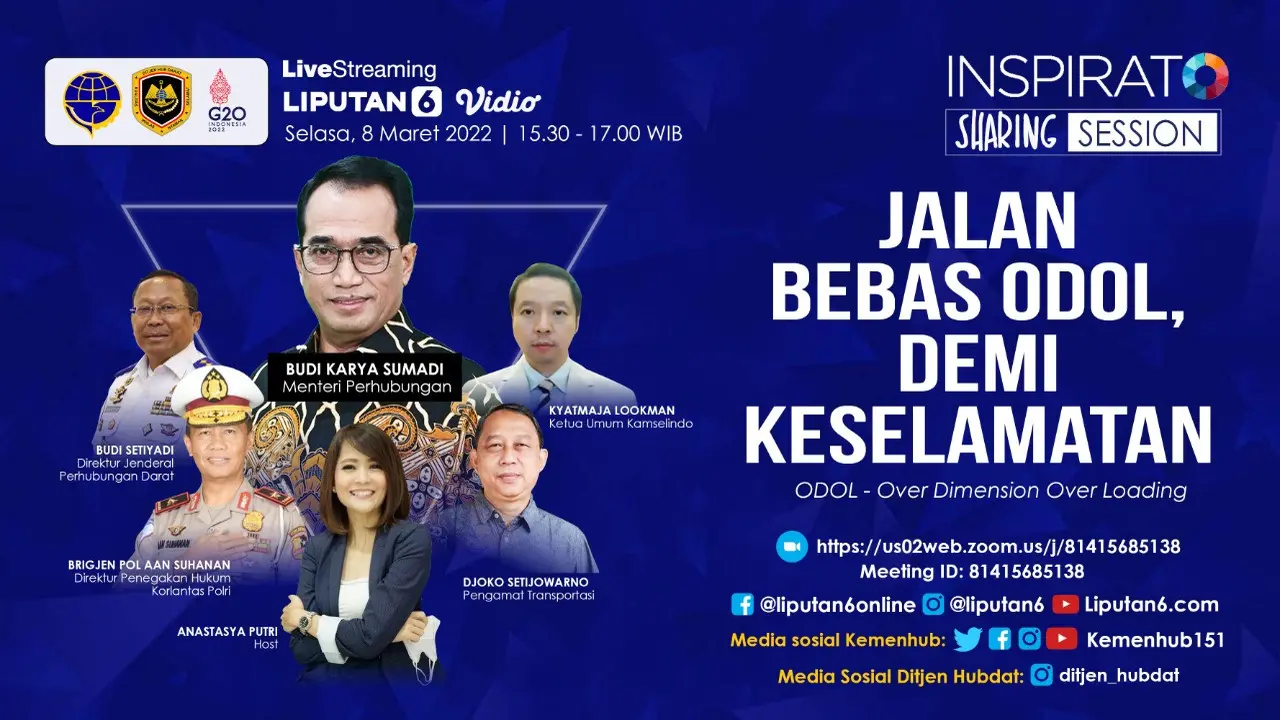 Webinar bertajuk “Jalan Bebas ODOL demi Keselamatan" pada Selasa, 8 Maret 2022, pukul 15.30 WIB.