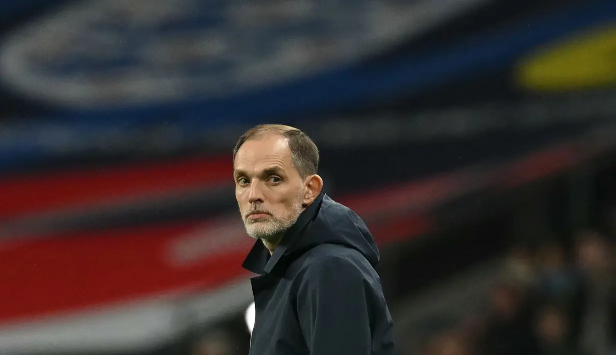 Pelatih baru Timnas Inggris, Thomas Tuchel dalam laga Kualifikasi Piala Dunia 2026 melawan Albania di Wembley Stadium, London, Jumat (21/03/2025) waktu setempat. (AFP/Glyn Kirk)