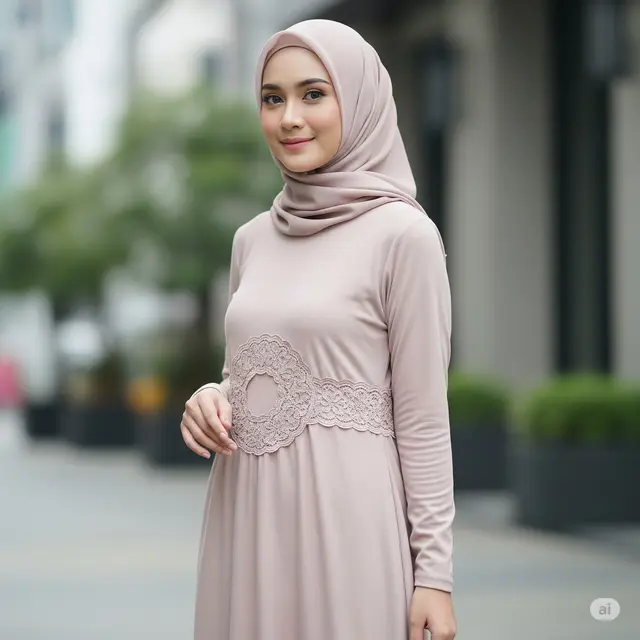 Gamis Renda Tempel Pinggang