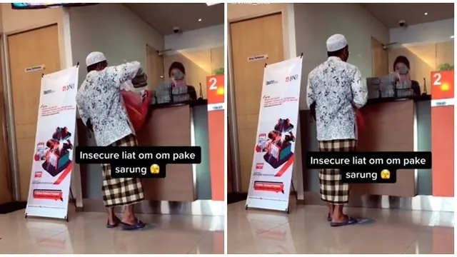 Video Pria Bersarung Setor Tumpukan Uang ke Bank Pakai Kresek Ini Viral