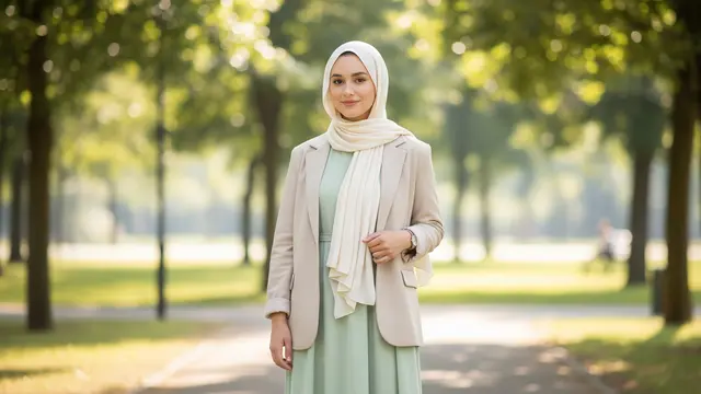 Gamis Pastel dan Blazer