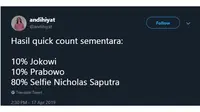 Quick count ala netizen (Sumber: Twitter/andihiyat)