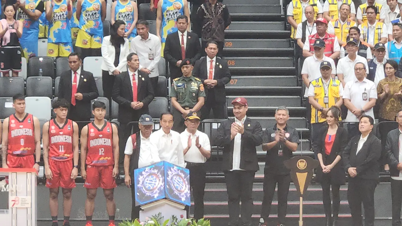 Presiden Jokowi meresmikan Indonesia Arena di area kompleks GBK, Senayan, Jakarta Pusat, Senin (7/8/2023).