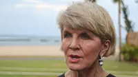 Menteri Luar Negeri Australia Julie Bishop dalam sesi ramah tamah Bali Process Business Forum 2018, di Nusa Dua, Senin 6 Agustus 2018 (Johan Tallo / Liputan6.com)